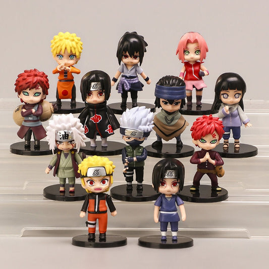 12pcs/set Naruto - Figurines Naruto Hinata Sasuke Itachi Kakashi Gaara Jiraiya Sakura en PVC